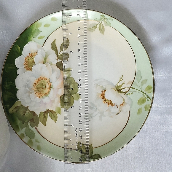 Royal Rudolstadt Prussia Handpainted Plate with White Flowers - Picture 8 of 10